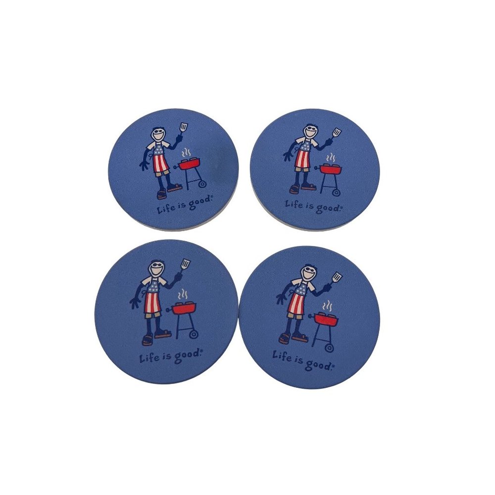 Fourth of July BBQ Life is Good 4 piece Coaster set